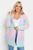 Yours Curve Pink Pastel Pink & Blue Ombre Stripe Knitted Cardigan