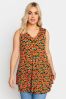 Yours Curve Orange Floral Printed Vest Top