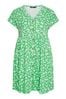 Yours Curve Green Green Ditsy Floral Print Button Front Smock Dress