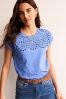 Boden Blue Sasha Broderie T-Shirt