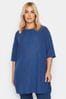Yours Curve Blue Textured Oversized Top