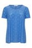 Yours Curve Blue Broderie Swing T-Shirt