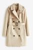 Sosandar Natural Double Breasted Trench Coat With Pocket