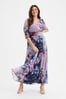 Scarlett & Jo Purple & Blue Floral Verity 3/4 Sleeve Maxi Gown
