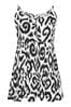 Yours Curve White White Ikat Print Tiered Crinkle Vest Top