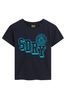 Superdry Blue Varsity Flocked Fitted T-Shirt