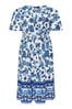 Yours Curve Blue Limited Border Puff Sleeve Midaxi Dress