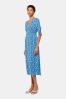 Whistles Blue Hazy Coral Midi Dress