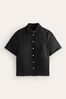 Boden Black Hazel Short Sleeve Linen Shirt