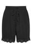 Yours Curve Black Broderie Anglaise Scalloped Shorts