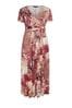 Yours Curve Red Leaf Print Wrap Maxi Dress