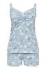 Yours Curve Blue Daisy Print Cami Pyjama Set