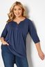 Blue Yours Curve Pintuck Henley Top