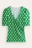 Boden Green Wrap Front Jersey Top