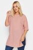 Yours Curve Pink Textured Oversized Top