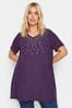 Yours Curve Purple Star Stud Embellished Top