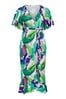 Yours Curve Green Abstract Floral Print Wrap Dress