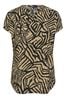 Yours Curve Brown Abstract Print Textured Notch Neck Top