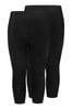 Yours Curve Black Cycling 2 Pack Leggings
