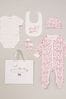 Rock-a-bye Baby Boutique Baby 5-teiliges, bedrucktes Geschenkset mit Einteiler aus Baumwolle, Pink