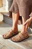 Linzi Natural Emmy Gladiator Velcro Strap Flat Sliders