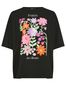 Yours Curve Black Floral Print 'Paris' Slogan Oversized T-Shirt