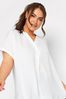 Yours Curve White Short Sleeve Half Placket Blouse