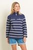 Brakeburn Gestreiftes Sweatshirt mit kurzem Reißverschluss, Marineblau