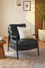 Distressed Faux Leather Black Flinton Wooden Accent Chair