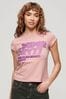 SUPERDRY Pink SUPERDRY Retro Glitter Logo T-Shirt