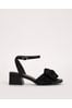 Simply Be Black Extra Wide Fit Plissé Bow Low Occasion Heel Sandals, Extra Wide Fit