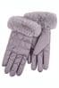 Totes Grey Water Repellent Padded Smartouch Gloves With Faux Fur Cuff