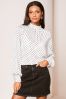 Lipsy White High Neck Long Sleeve Blouse, Regular