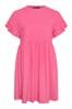 Yours Curve Pink YOURS Curve Pink Frill Sleeve Smock Tunic Dress