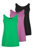 Yours Curve Green YOURS 3 PACK Curve Green & Purple Vest Tops