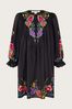 Monsoon Winny Embroidered Tunic Black Dress