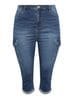 Yours Curve Mid Blue Denim Cropped Cargo Jeans