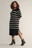 Evans Black/Cream Stripe Knitted Dress