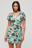 Superdry Green Printed Mini Wrap Dress