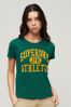 SUPERDRY Green SUPERDRY Varsity Flocked Fitted T-Shirt