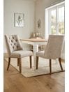 Set of 2 Chunky Weave Mid Natural Wolton Mid Wood Leg Collection Luxe Button Dining Chairs, Mid Wood Leg