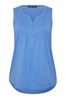 Yours Curve Blue Sleeveless Pintuck Henley Top