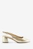 JD Williams Gold Extra Wide Fit Wide Fit Flexi Sole Kitten Slingback Block Heel Shoes, Extra Wide Fit