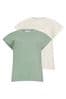 Black PixieGirl Petite 2 PACK Sage Green & Cream Short Sleeve T-Shirts