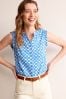 Boden Blue Olive Sleeveless Shirt