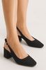 Simply Be Black Wide Fit Flexi Sole Kitten Slingback Block Heel Shoes