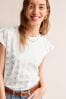 Boden White Louisa Printed Slub T-Shirt