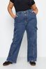 Yours Curve Blue Limited Collection Curve Mid Wash Wide Leg Cargo Jeans