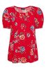 Yours Curve Red Floral Print Top