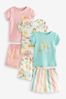 Multi Pastel Beach Character Short Pyjamas 3 Pack (9mths-16yrs)
